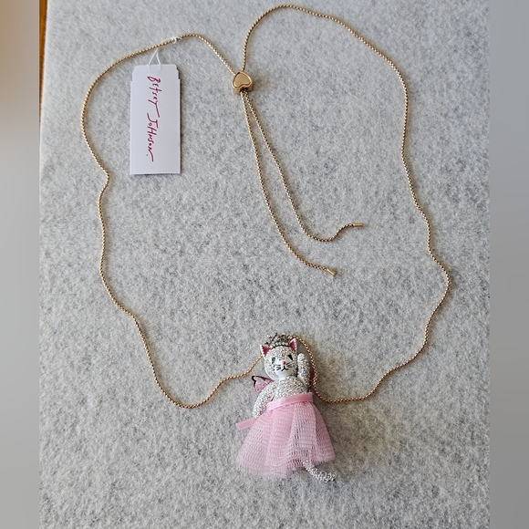Betsey Johnson Cat Fairy Pendant Slider Necklace - Picture 5 of 16